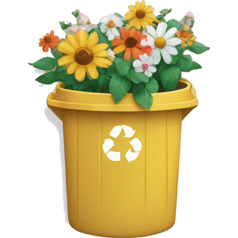 bin icon with flowers emoji