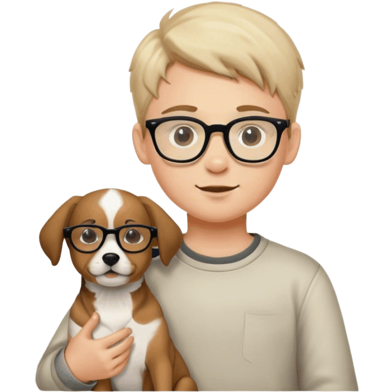 boy with dog and glasses emoji