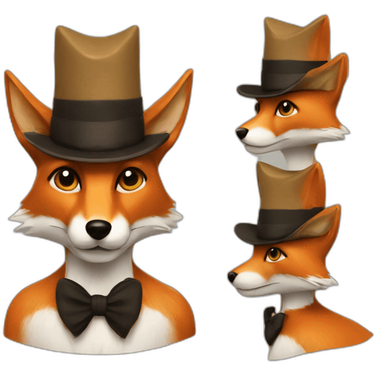 fox with hat and with big black human moustache emoji