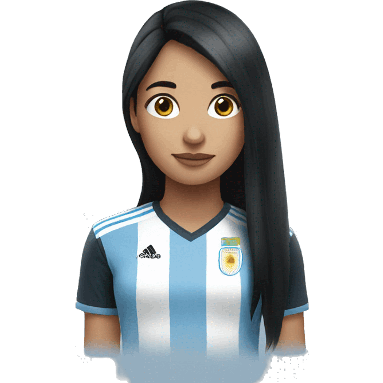 Girl with long black hair wearing Argentina jersey emoji