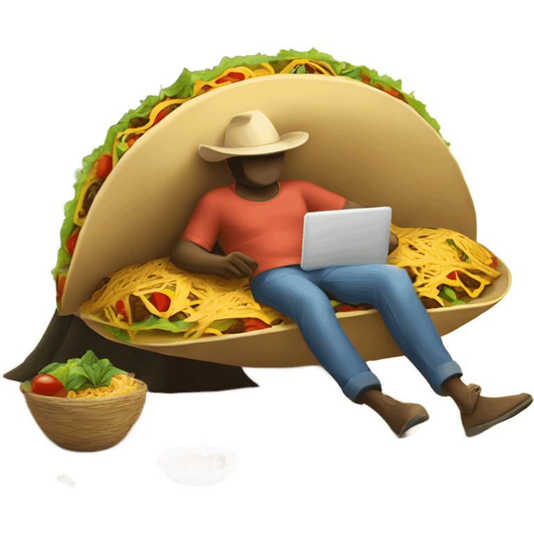 Taco-man lounging under a tree emoji