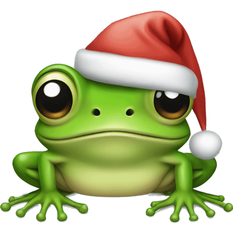 Frog with a Christmas hat emoji