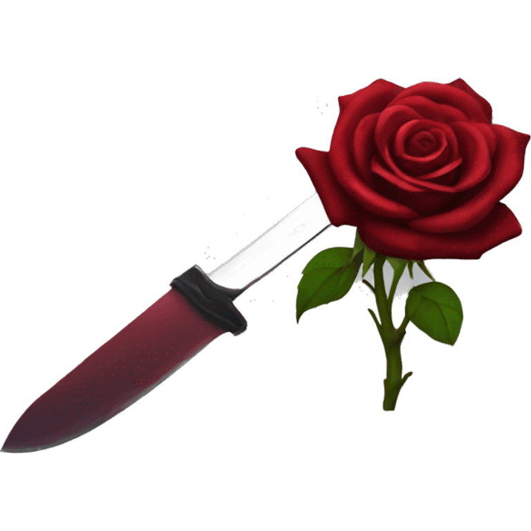 Dark red rose with a knife emoji