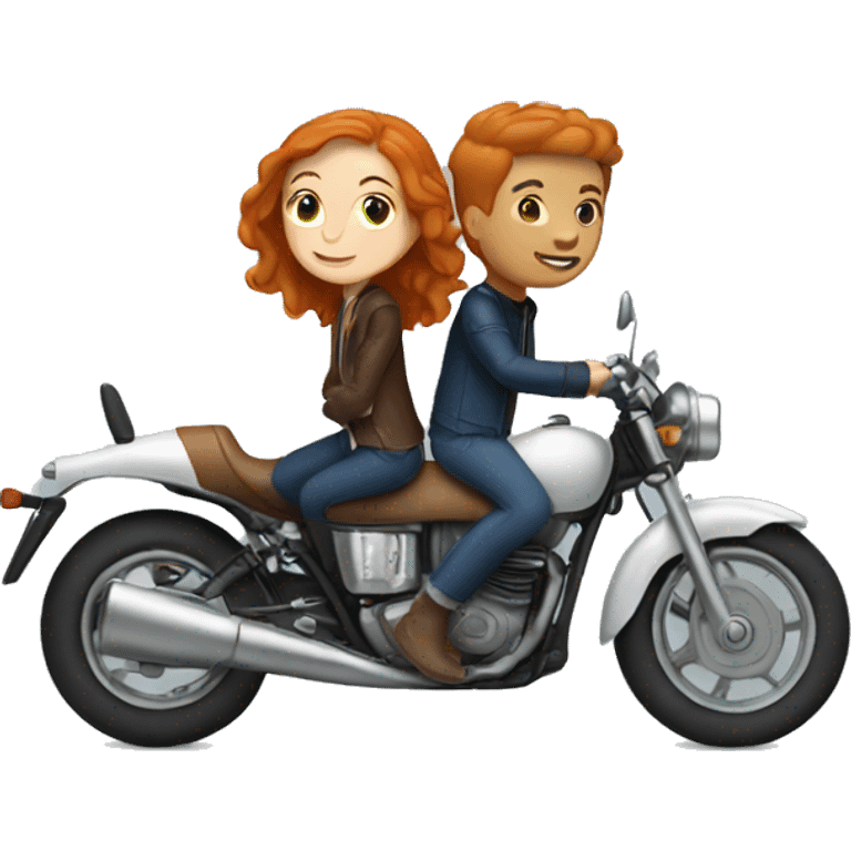 Ginger girl with brown hair boy riding on a motorcycle  emoji