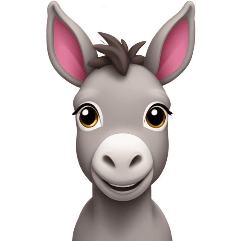 Cute baby donkey with lots of ping hearts, and with pink ears  emoji