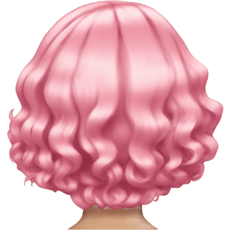 cyberpunk Pink wavy medium short hair rear view emoji