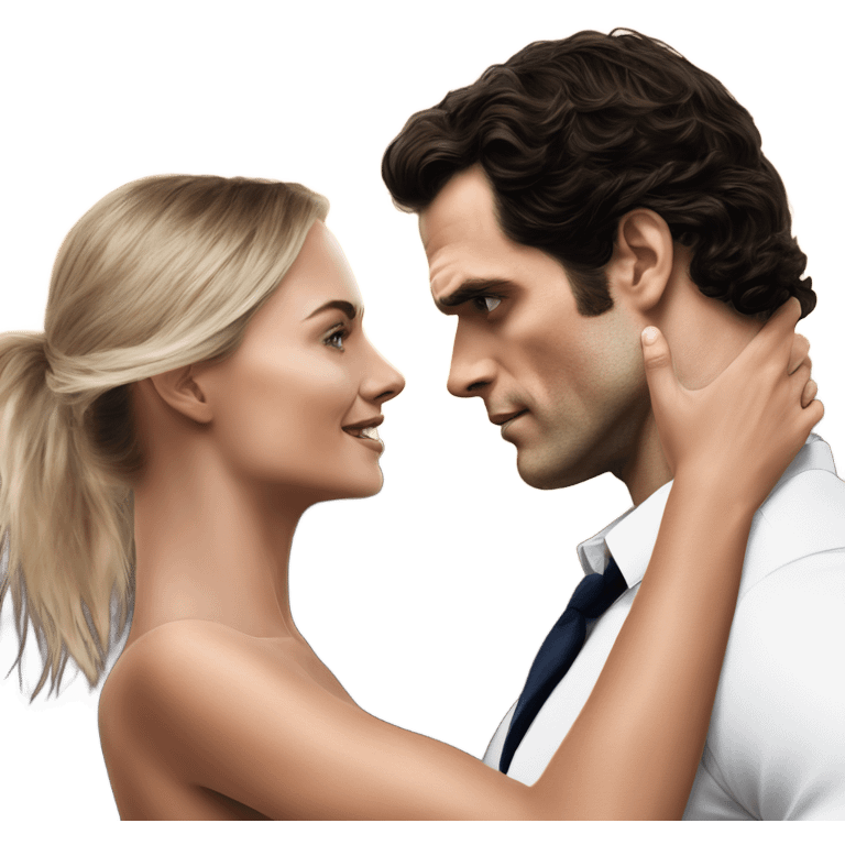 realistic photo of Henry Cavill close dancing with a beautiful female model  emoji