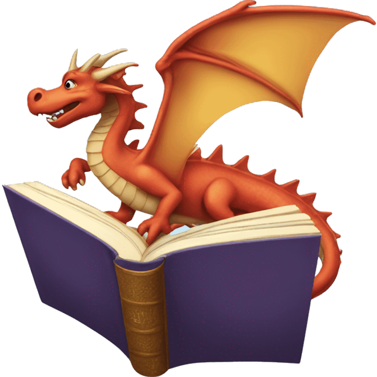 A dragon flying out of a book. emoji