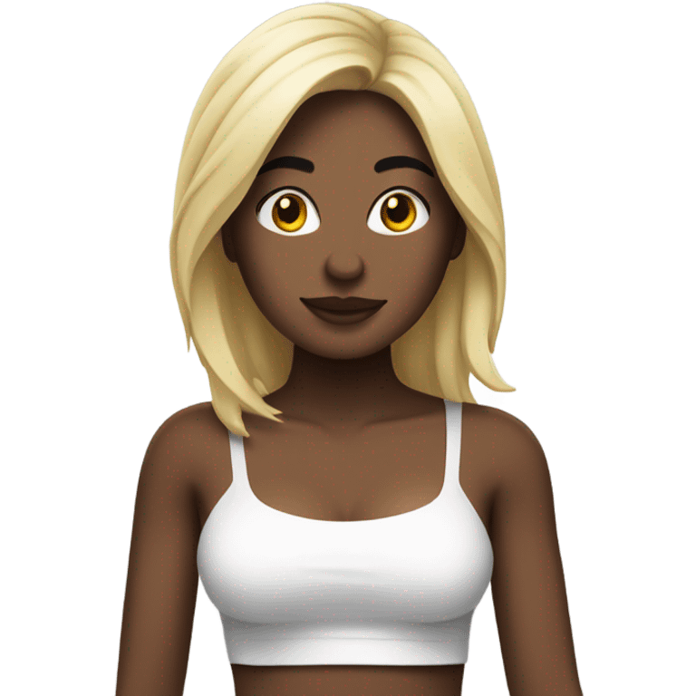 chica blanca con cabello negro y top blanco  emoji