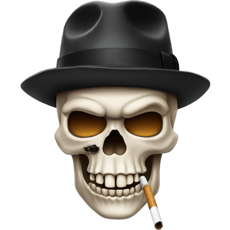 Skull face with cig and mafia hat emoji