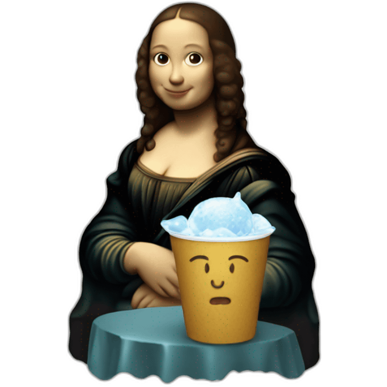 Cute Mona Lisa eating ice emoji