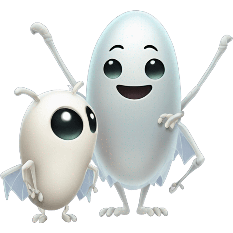 A cricket and a ghost being friends emoji