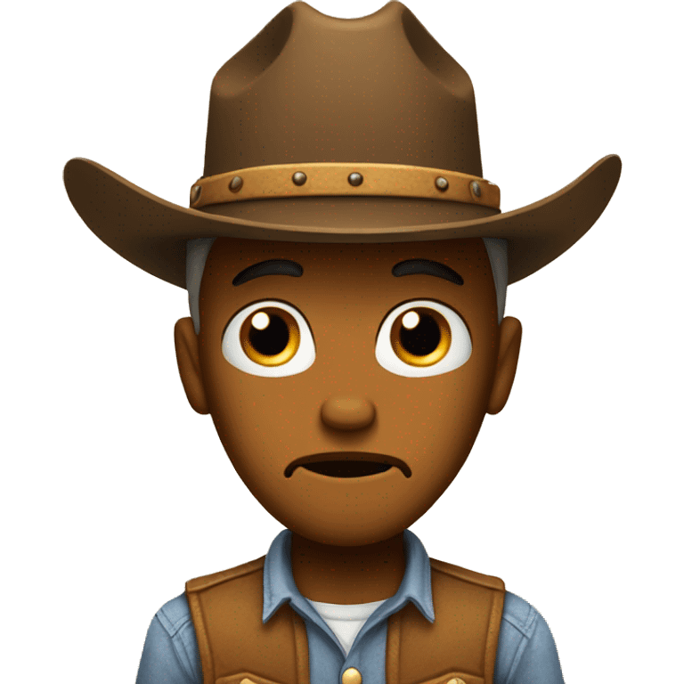 Sad emoji with cowboy hat emoji