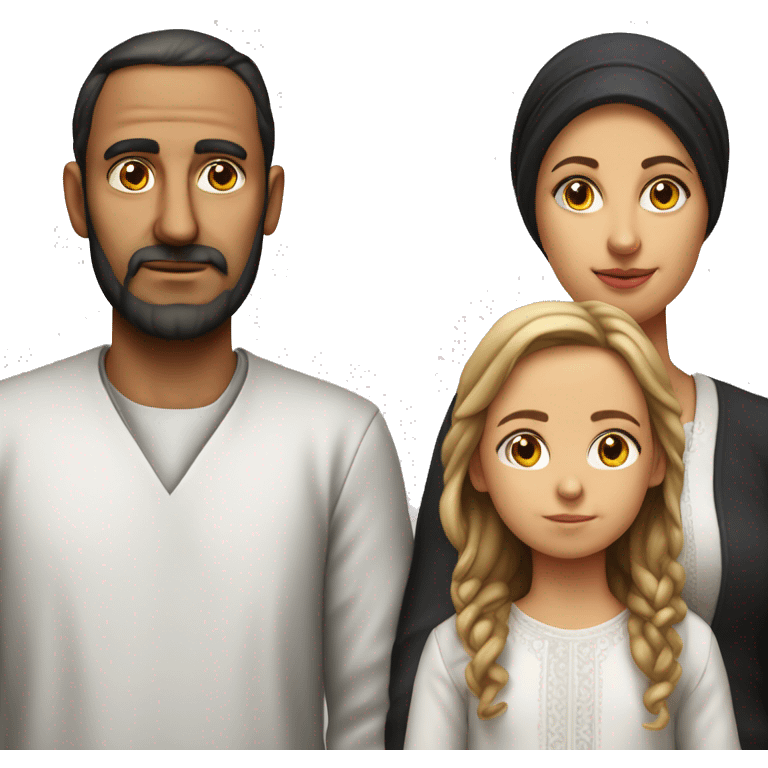 mom, dad, son and daughter of orthodox jews photorealistic serious emoji