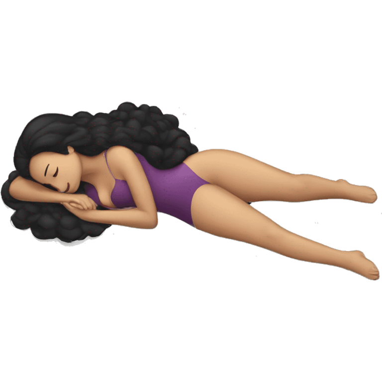 flatten woman lying on the ground face up white skin black hair emoji