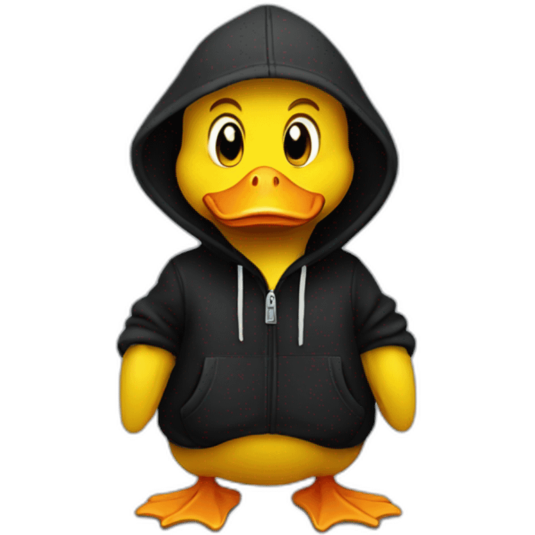 Cute duck with black hoodie emoji