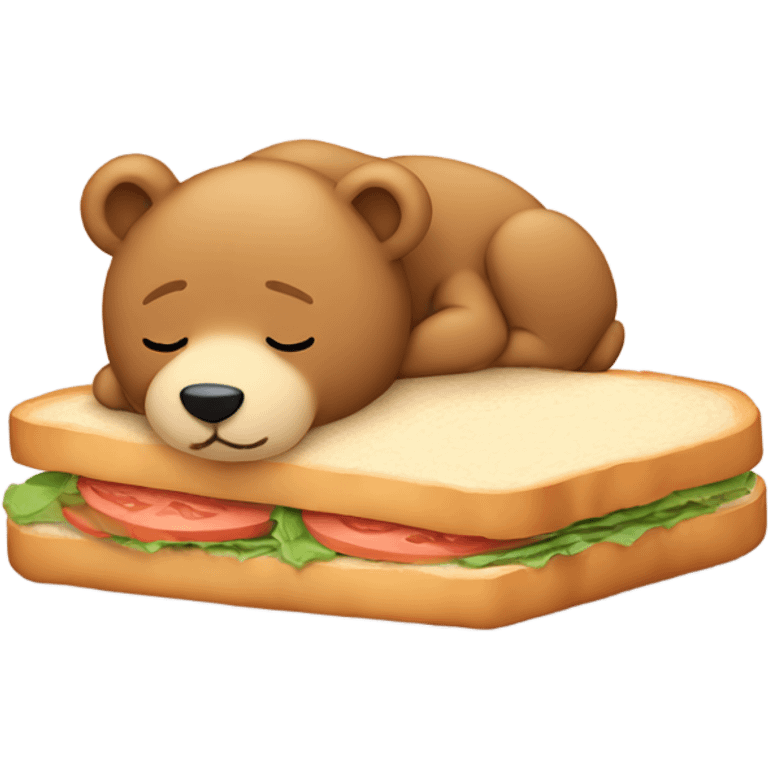 Sleeping teddy bear leaning against a sandwich  emoji