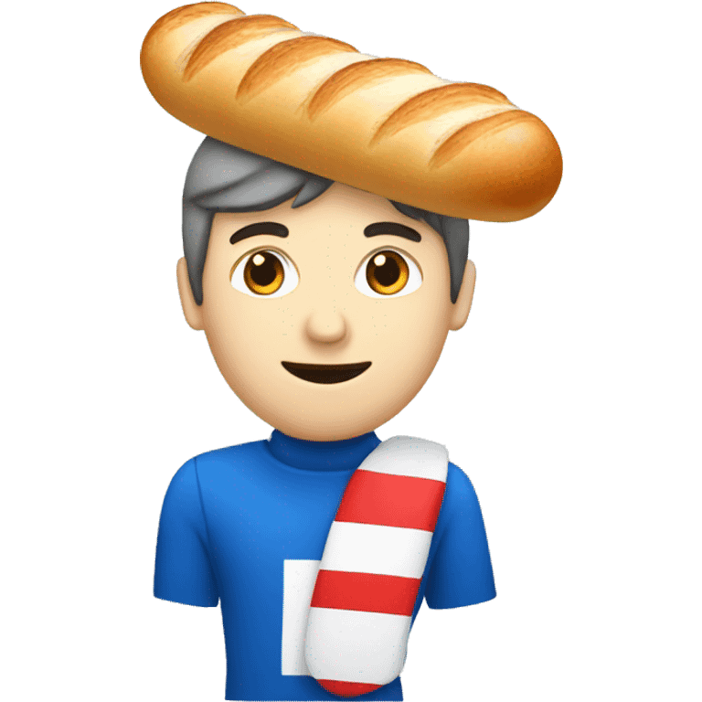 A French man with a baguette and blue white red emoji