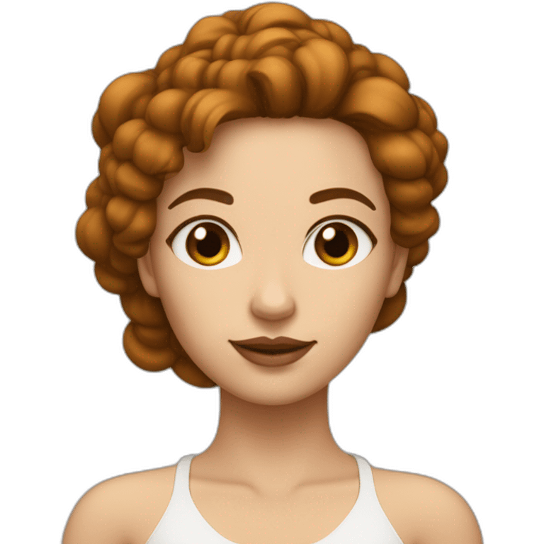 femme de couleur de peau blanche avec de grosse poitrine et des cheveux marron emoji