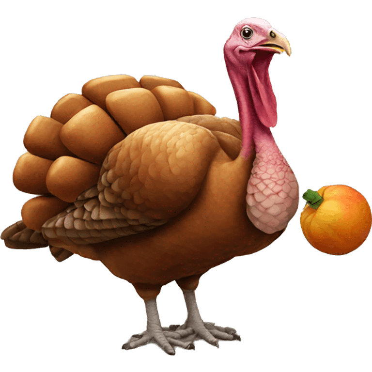 A turkey eating a turkey emoji