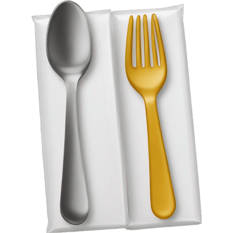 Fork and spoon in individual packaging emoji