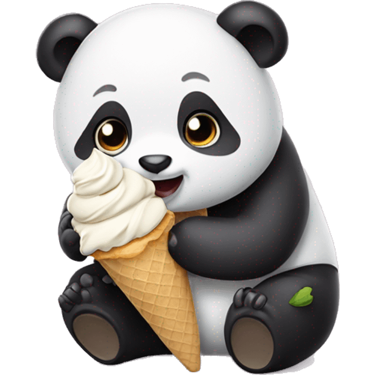 Panda eating ice cream emoji