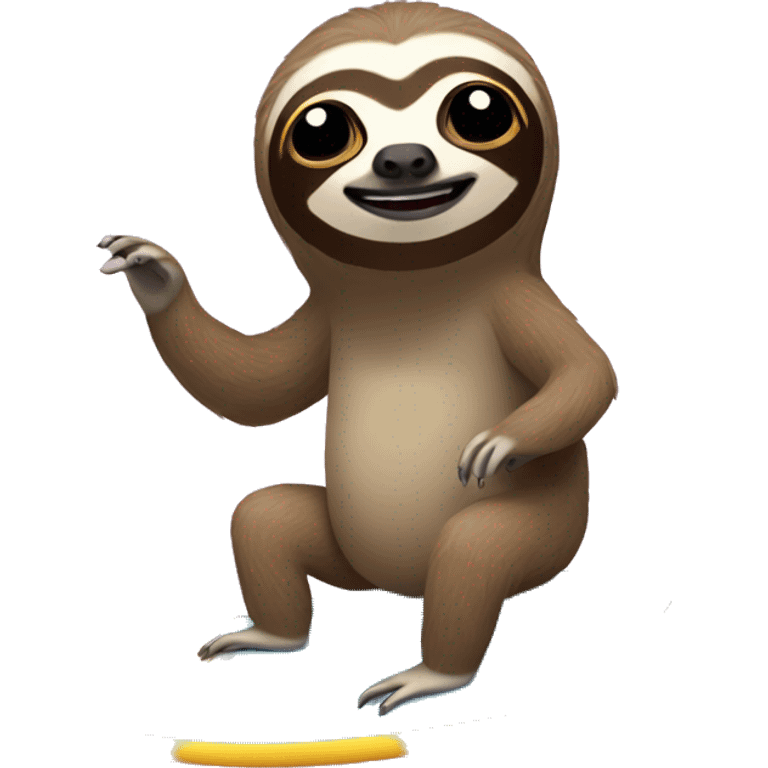 Sloth with a tutu on a surfboard while Dj  emoji