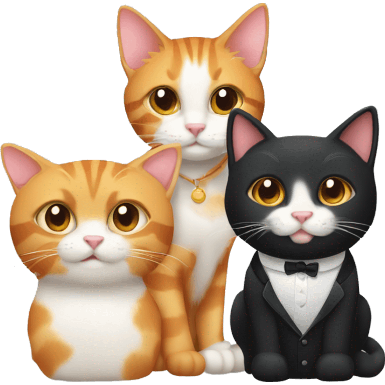 Two cats A Black tuxedo cat and an orange tabby cat emoji