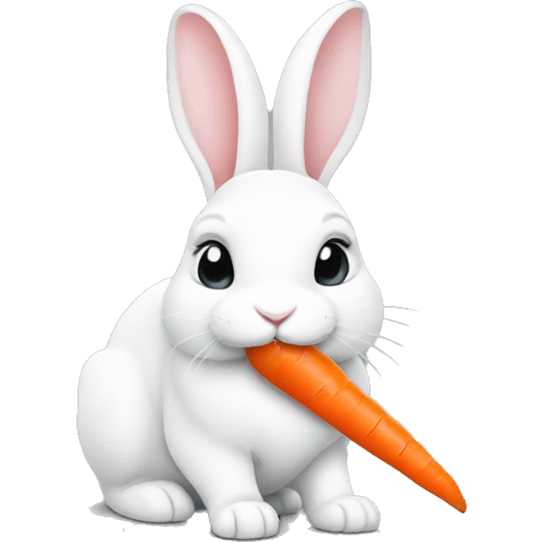 White rabbit eating a carrot emoji