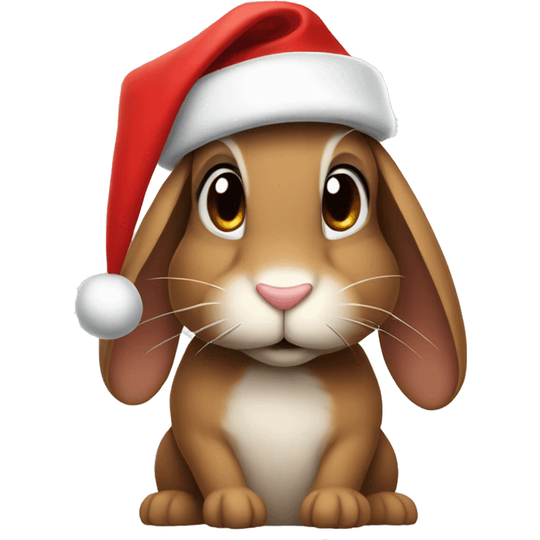 Brown bunny wearing a santa hat emoji