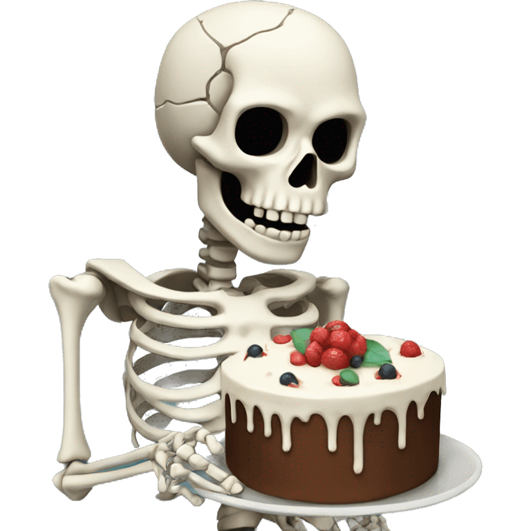 A skeleton holding a cake  emoji