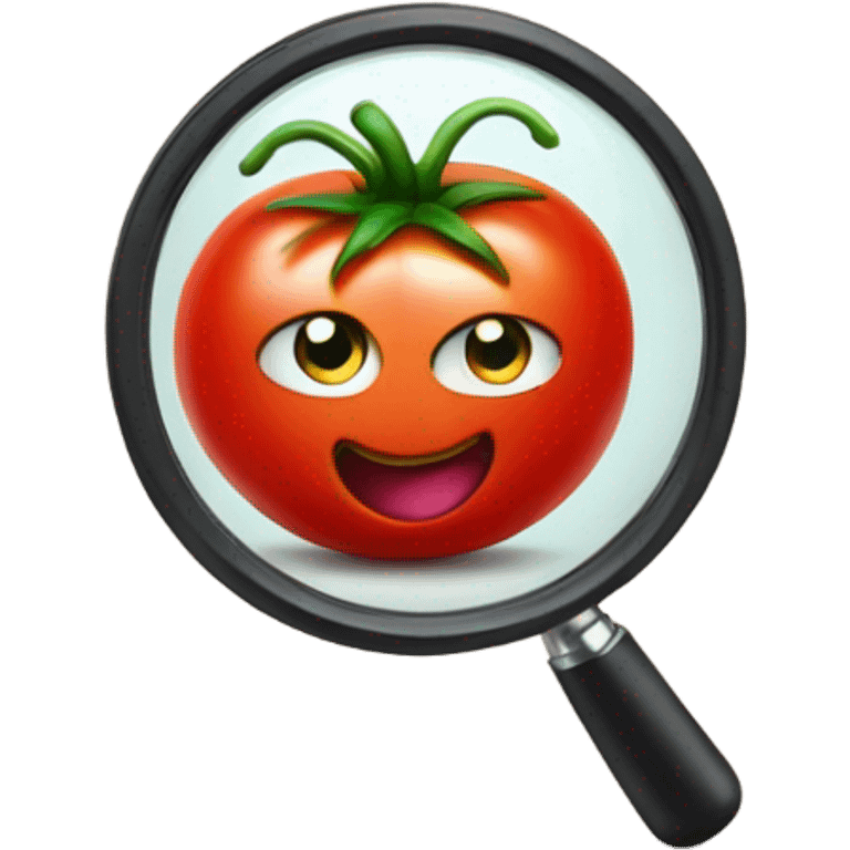 happy tomato with magnifying glass in hand emoji