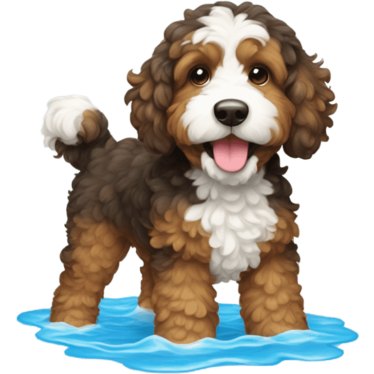 Bernedoodle in swimming suit emoji