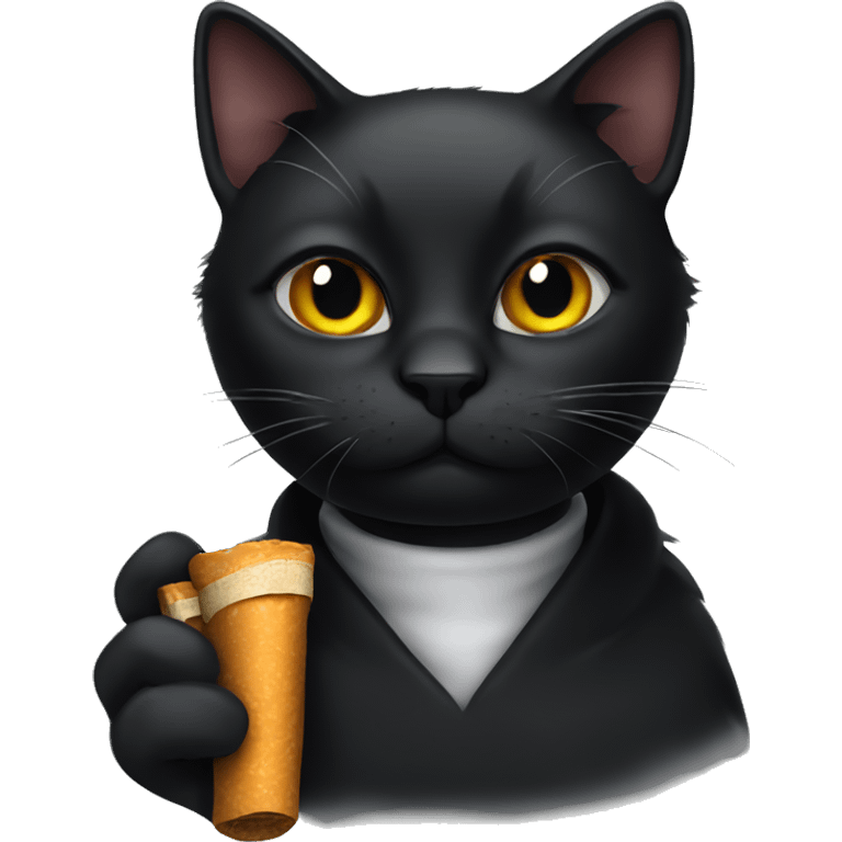 black cat with cigarette  emoji