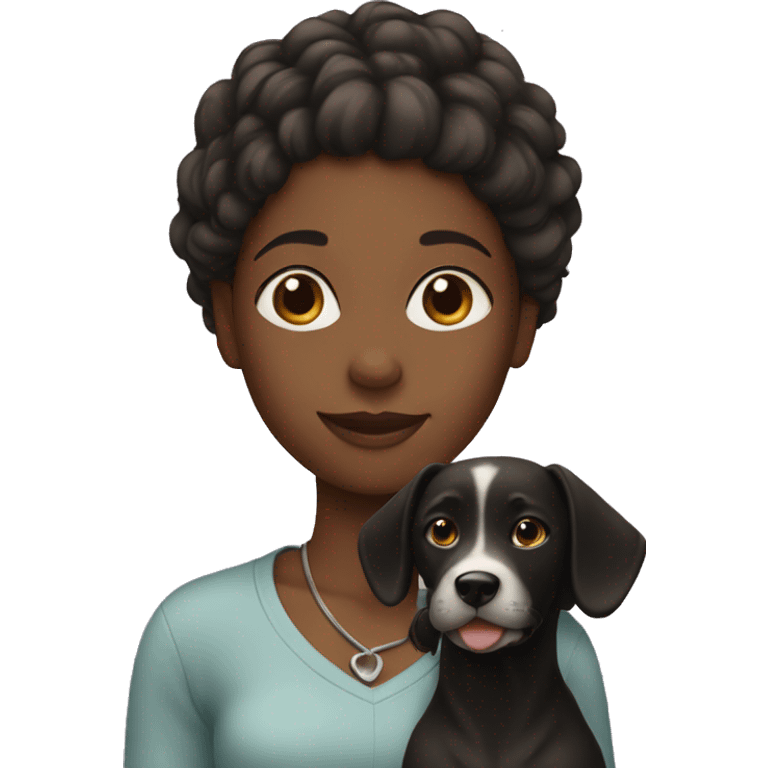 black girl with dog emoji