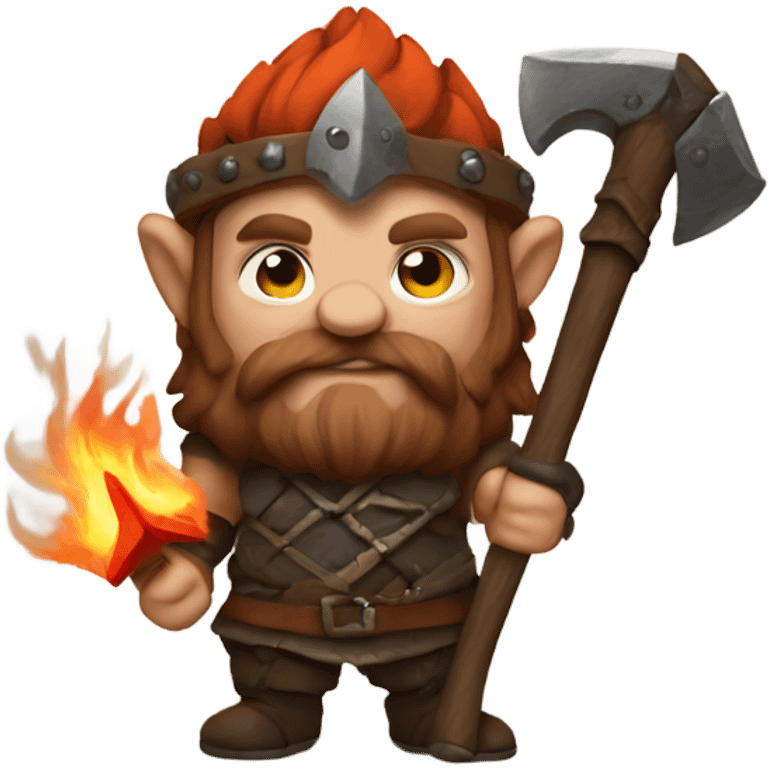 Dwarf with fiery axe emoji