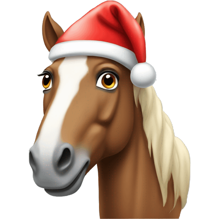 Horse wearing a Santa hat emoji