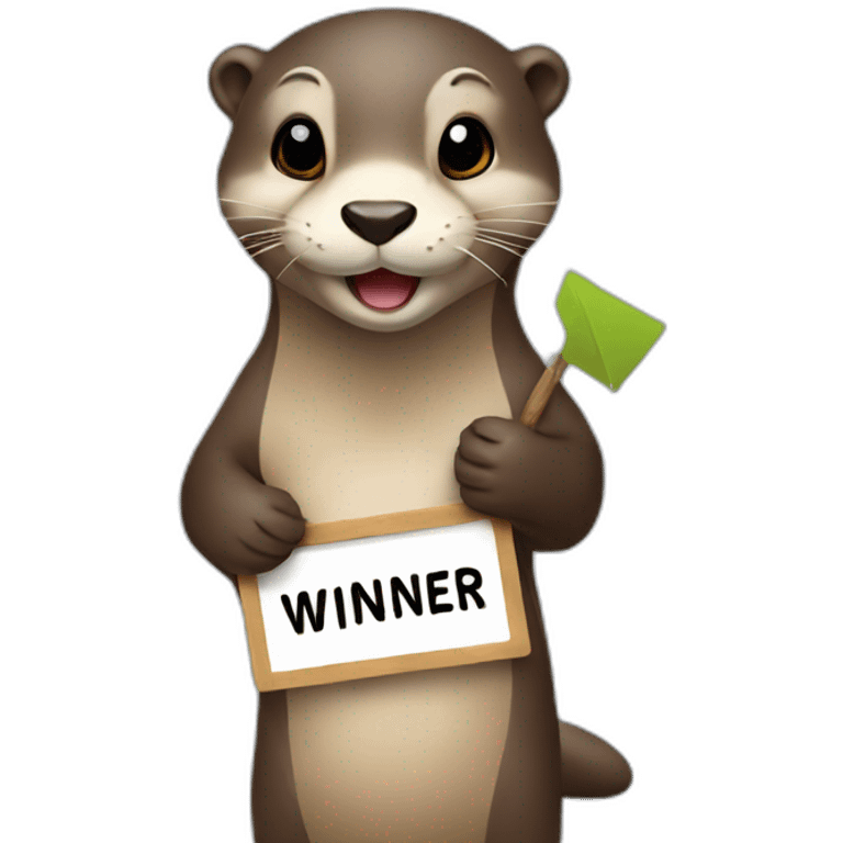 otter holding a sign that says winner emoji