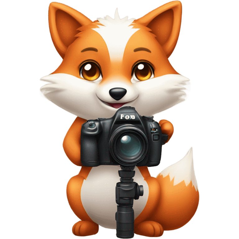 photorealistic detailled kawaii fox taking photo with canon 1DX and 600mm lens emoji