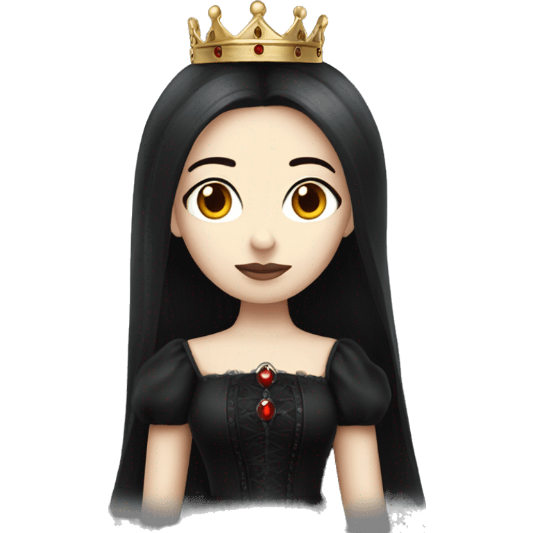 Queen gothic girl long dark black and red hair emoji