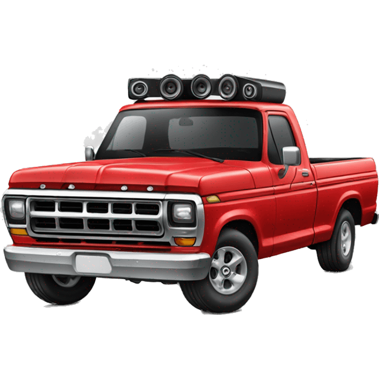 red pickup ford with speakers emoji