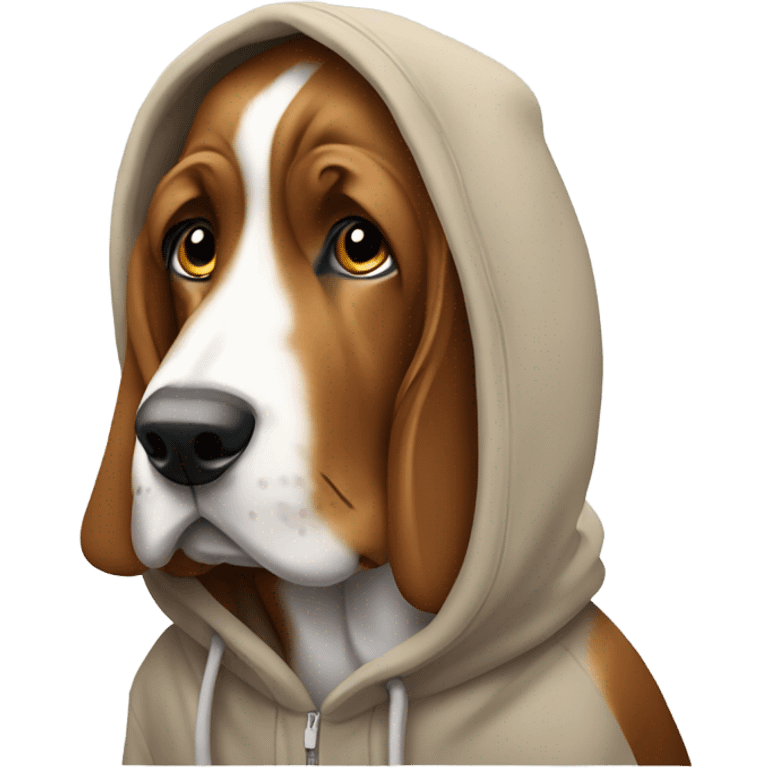 Brown Bassett hound in hoodie emoji