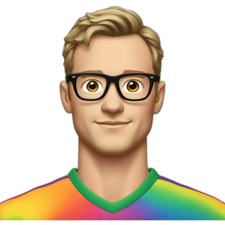 Jonathan Toews wearing glasses and rainbow clothes emoji