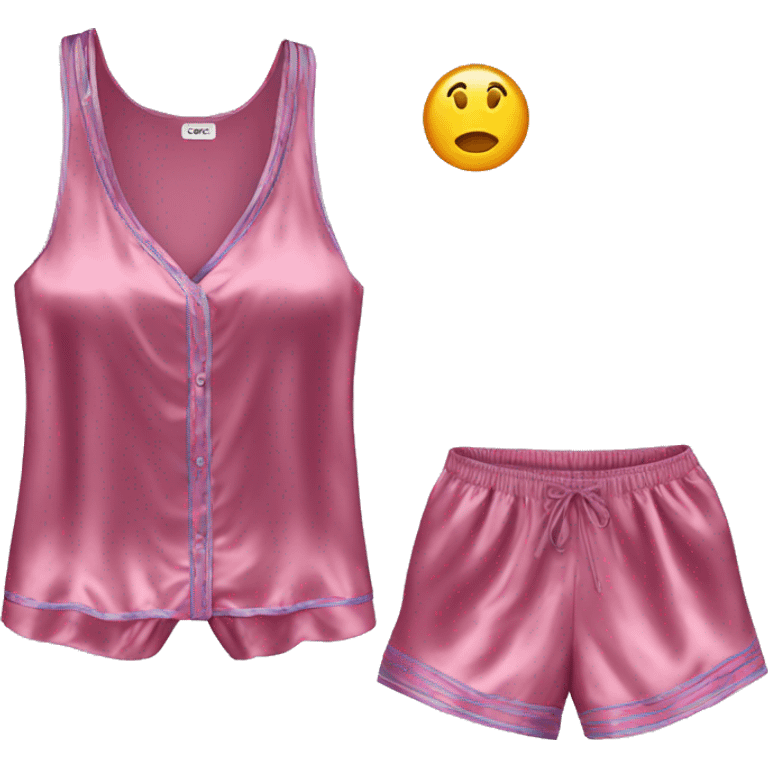 Satin pj set tank and shorts  emoji