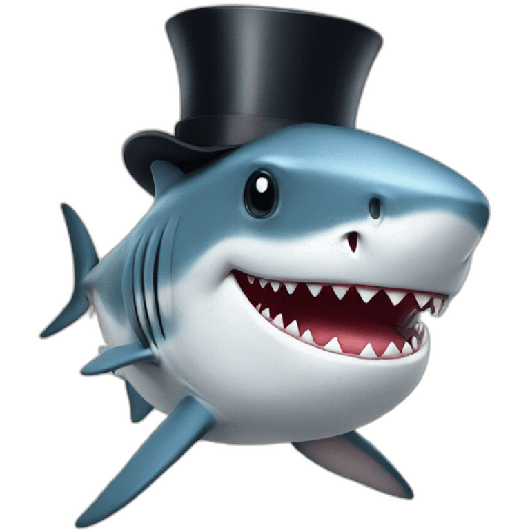 Shark with a top hat emoji