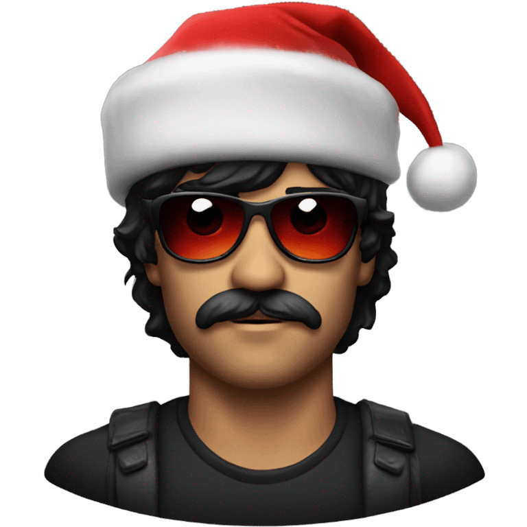 A man similar to dr disrespect with a Christmas hat emoji