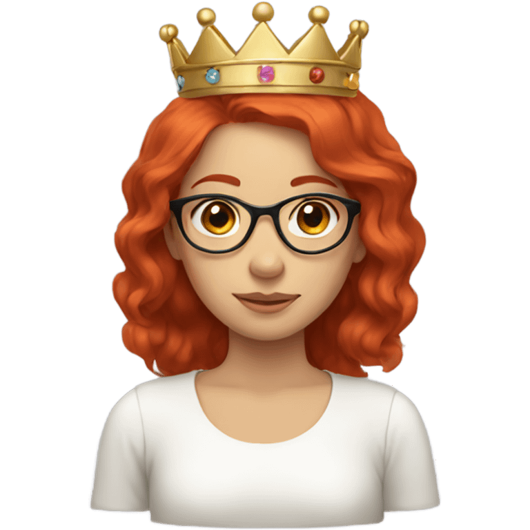 girl glasses red hair, wearing a crown emoji