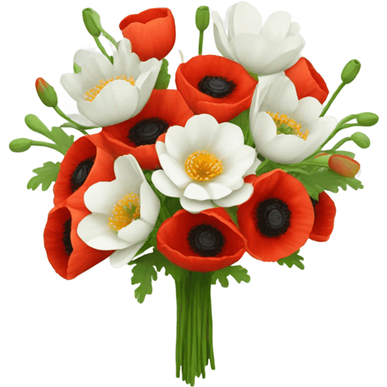 Bouquet with poppy and water lily  emoji