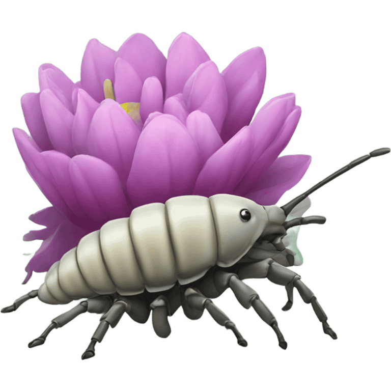 Flower behind isopod emoji