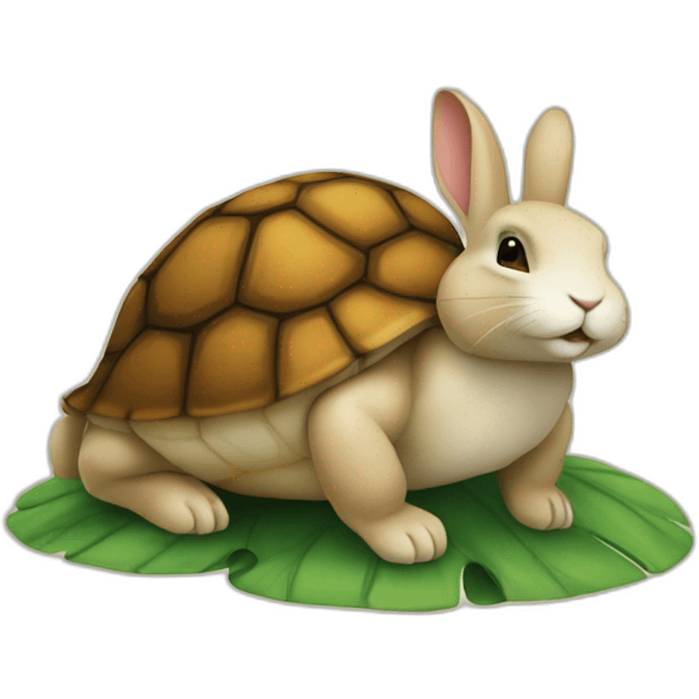 Lapin sur tortue emoji